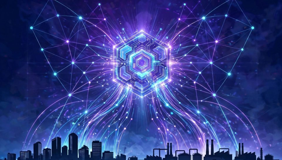 Illustration for the SpaceXSI Grok Partner Network enterprise guide covering 130+ enterprise partners and the Tech Mahindra collaboration